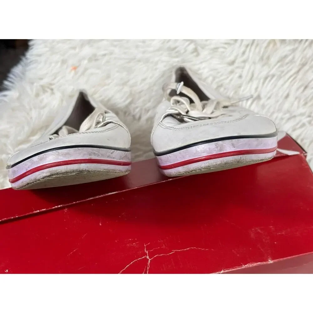 Velez Shoes Womens Size 9 White Leather Lace Up Casual Sneakers Flats Boat Style